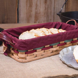 Amish Made Handwoven Bread Basket Wine & Green