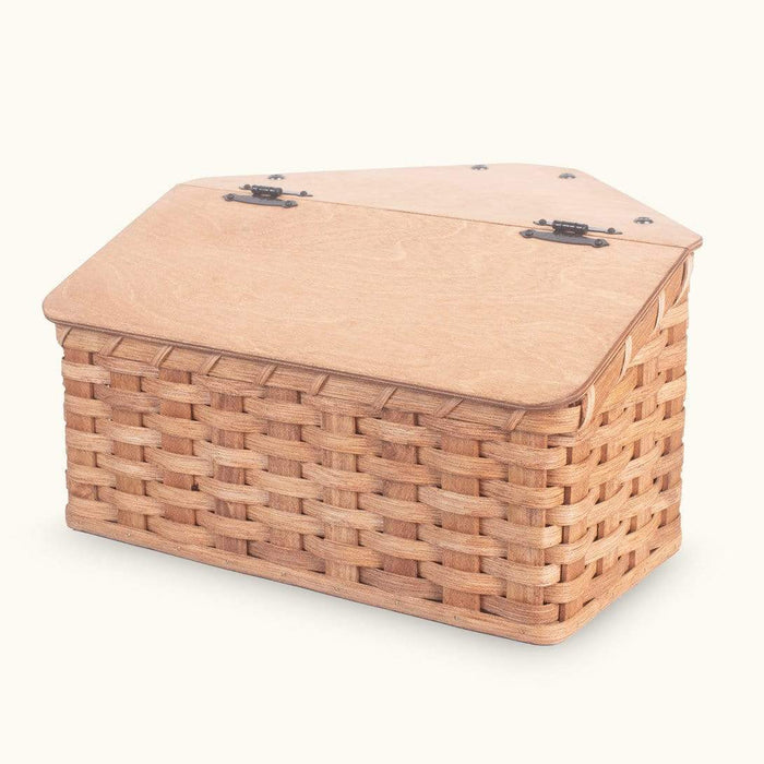 Amish Corner Bread Box | Rustic Woven Wooden Countertop Storage