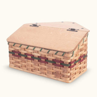 Amish Corner Bread Box | Rustic Woven Wooden Countertop Storage Wine & Green