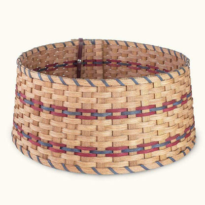 Christmas Tree Collar Decorative Ring - Amish Woven Wicker Wine & Blue
