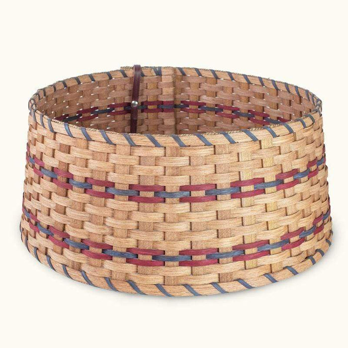 Christmas Tree Collar Decorative Ring - Amish Woven Wicker Wine & Blue