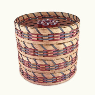 Amish Made Woven Wood Communion Cup Tray Basket Wine & Blue