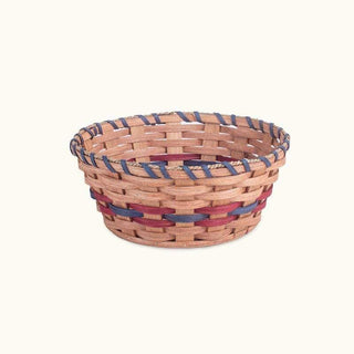 Church Offering Plate | Amish Woven Wood Deep Collection Basket Wine & Blue