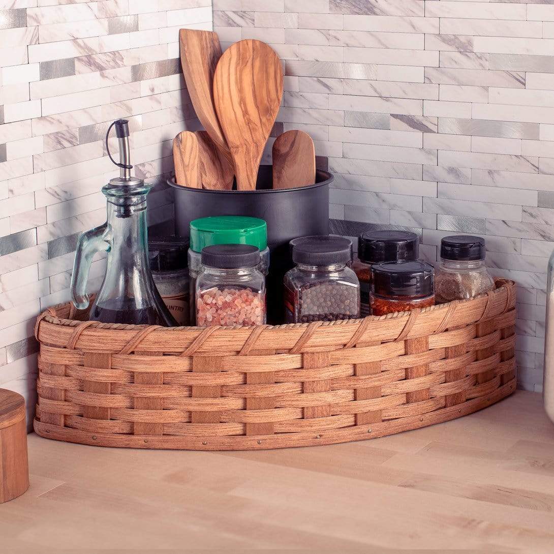 Corner Basket Large Amish Wicker Triangle Countertop Storage