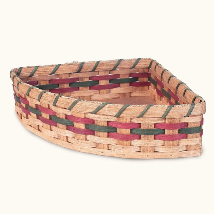 Amish Made Handwoven Large Corner Triangle Basket Wine & Green