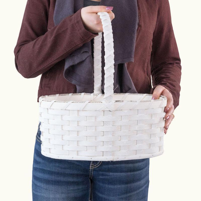Gingerich Family Decorative Easter Basket | Large Oval Farmhouse White - Amish Wicker