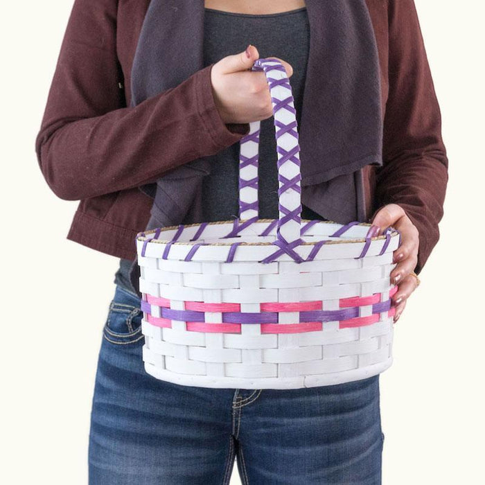 Gingerich Family Traditional Easter Basket | Large Round Farmhouse White - Amish Wicker