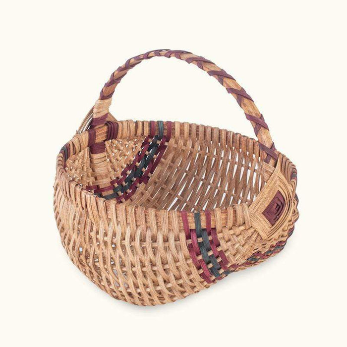 Amish Made 12" Extra Large Round Egg Basket Wine & Green