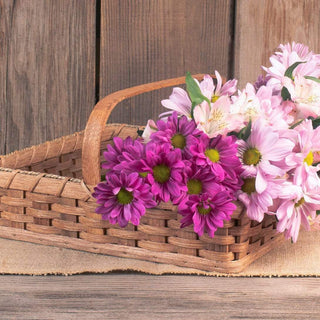 Medium Garden & Harvest Basket | Amish Wicker Shallow Basket w/Handle