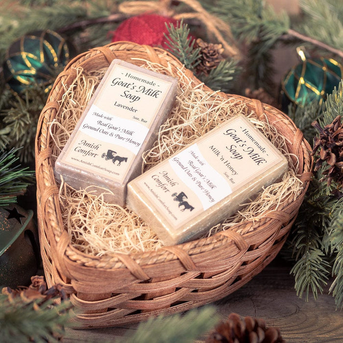 Heart Shaped Goat Soap Gift Basket | Fresh Amish Goat Soap Gift Set