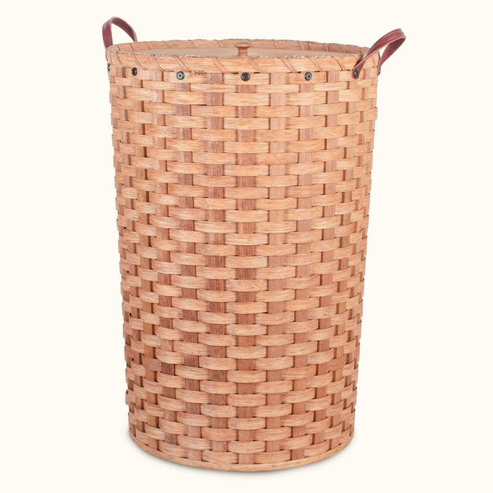 Amish Made Handwoven Large Round Wicker Hamper with Lid