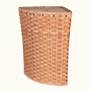 Large Amish Wicker Corner Laundry Hamper Basket With Lid