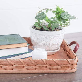 Coffee Table Tray | Decorative Amish Wicker Serving Tray w/Handles Plain