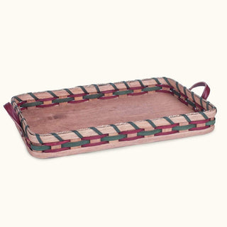Coffee Table Tray | Decorative Amish Wicker Serving Tray w/Handles Wine & Green