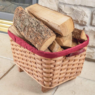 Fireplace Hearth & Large Magazine Basket: Amish Woven Wood Plain