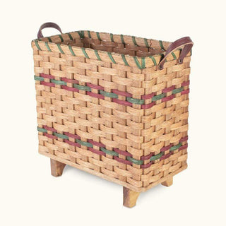 Floor Magazine Basket with Legs - Amish Woven Wicker Slim Design