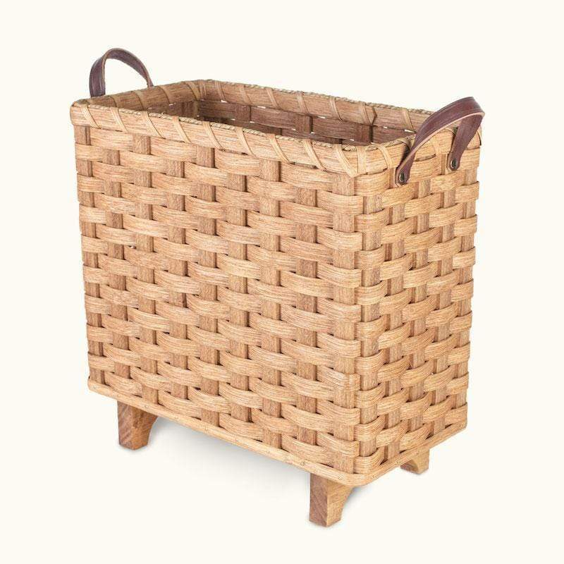Floor Magazine Basket with Legs - Amish Woven Wicker Slim Design