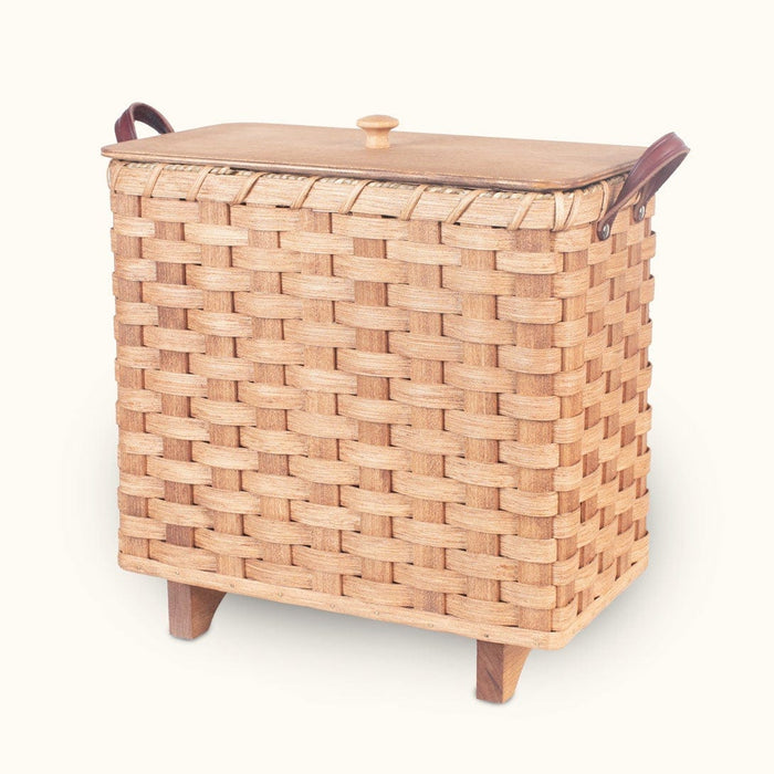 Floor Magazine Basket with Legs - Amish Woven Wicker Slim Design