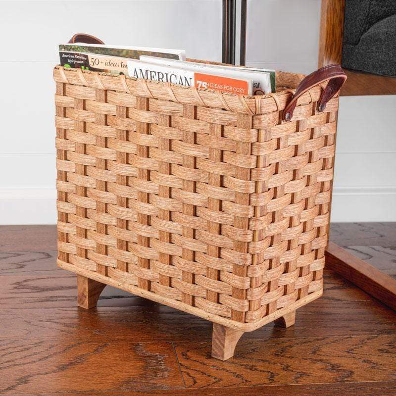 Slim Magazine Basket  Amish Woven Wicker Storage Basket w/Legs – Amish  Baskets