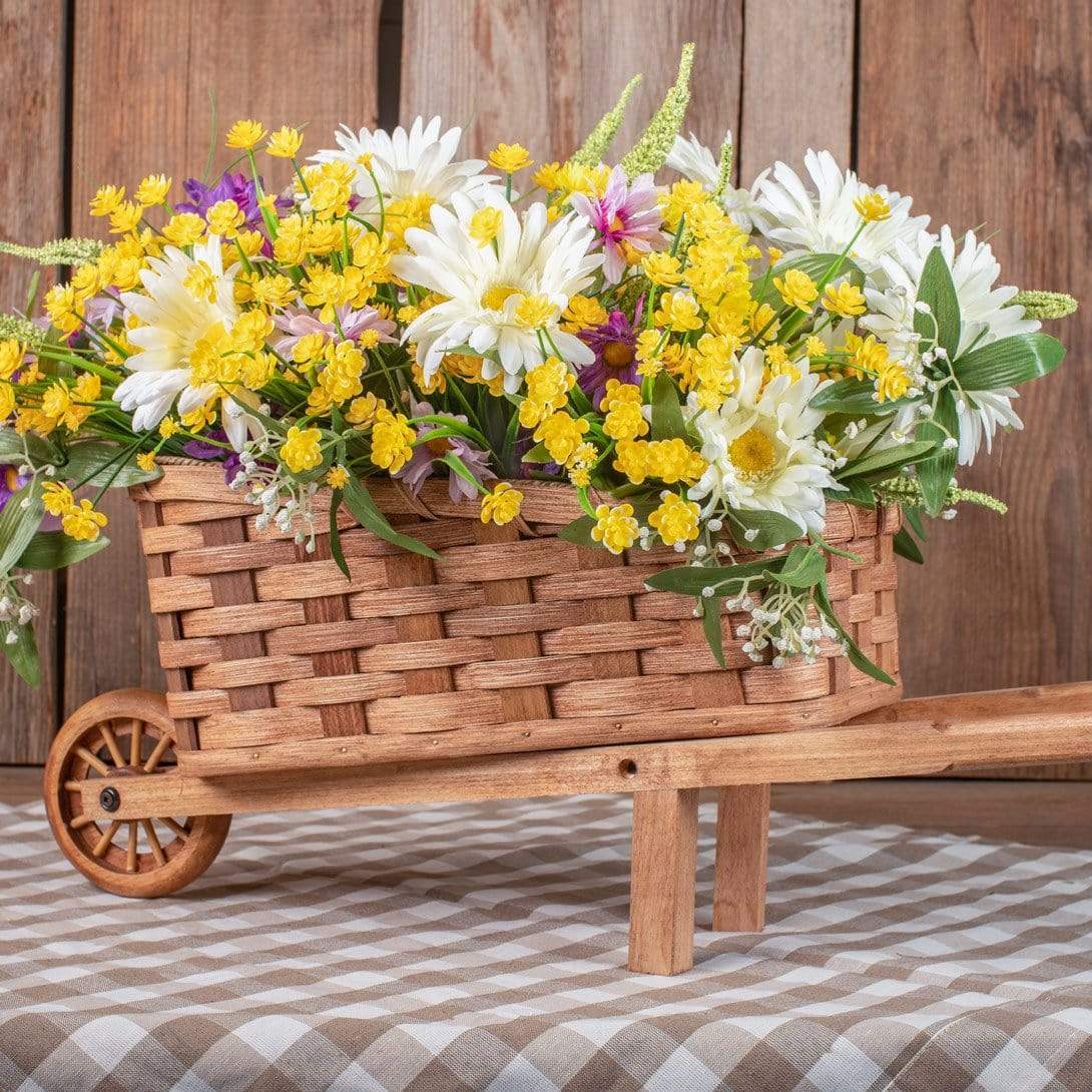 Rustic Farmhouse Wheelbarrow | Large Amish Decorative Table Decor Plain