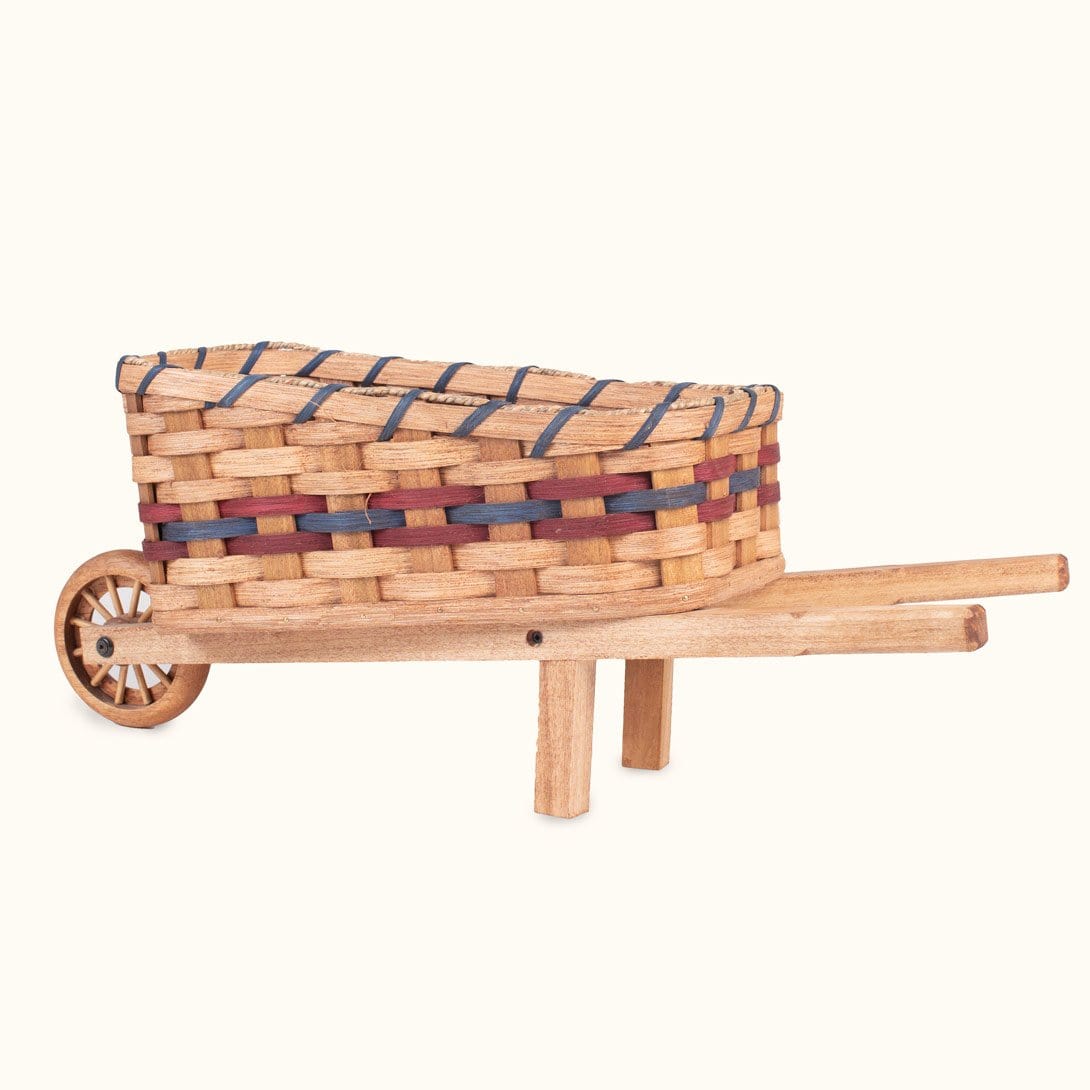 Rustic Farmhouse Wheelbarrow | Large Amish Decorative Table Decor Wine & Blue