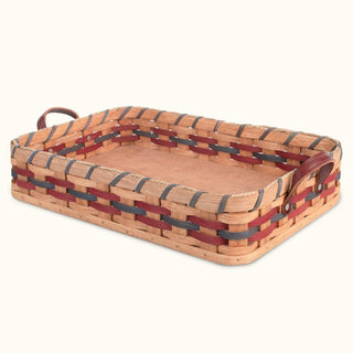 Amish Made Extra Large Hot Casserole Carrier Basket Wine & Blue