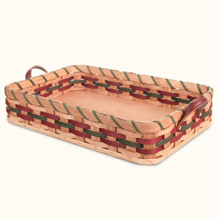 Amish Made Extra Large Hot Casserole Carrier Basket Wine & Green