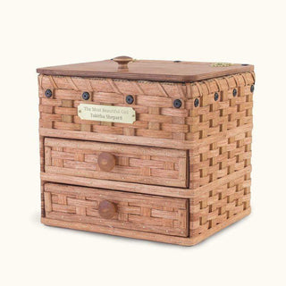 Amish Wicker Large Jewelry Box Storage Case With Lid & 2 Drawers