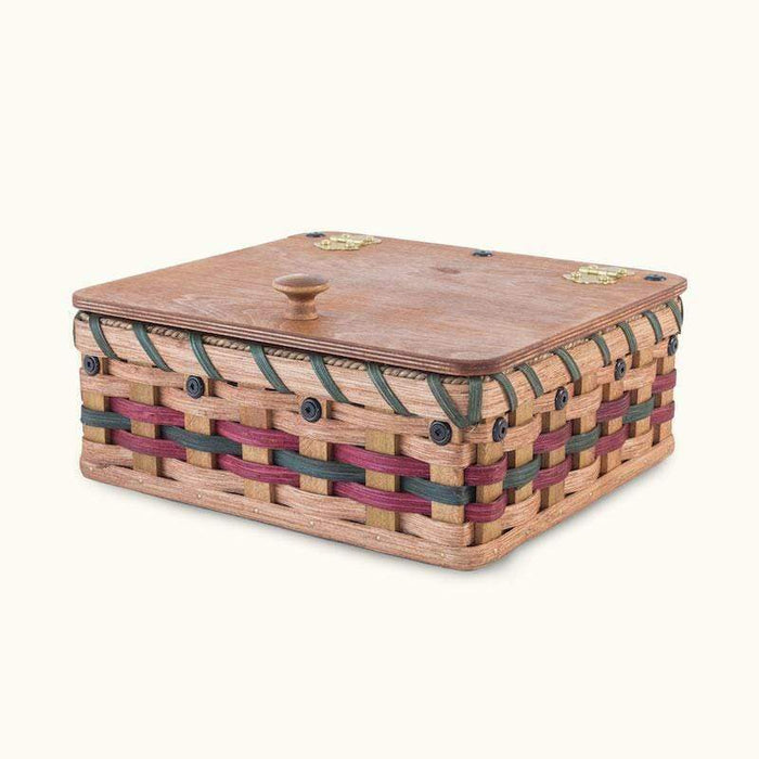 Amish Woven Wood Memory Keepsake Box or Small Jewelry Storage Wine & Green