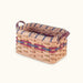 Amish Made Large Fruit  & Vegetable Basket w/Leather Handles Wine & Blue
