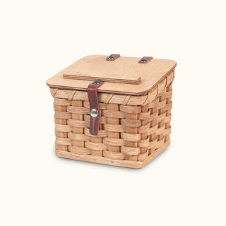 Amish Woven Wood Recipe Card Box with Lid