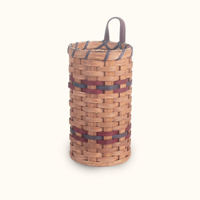 Grocery Bag Dispenser Basket | Amish Bag Dispenser for Plastic Bags Wine & Blue
