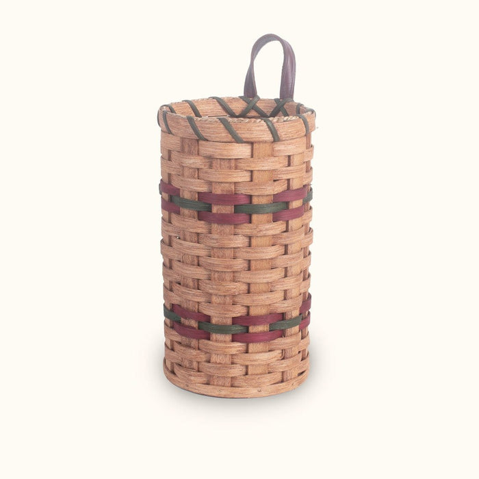 Grocery Bag Dispenser Basket | Amish Bag Dispenser for Plastic Bags Wine & Green
