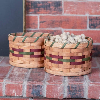 Peanut Basket | Amish Wicker Double Sided Peanut Basket Wine & Green