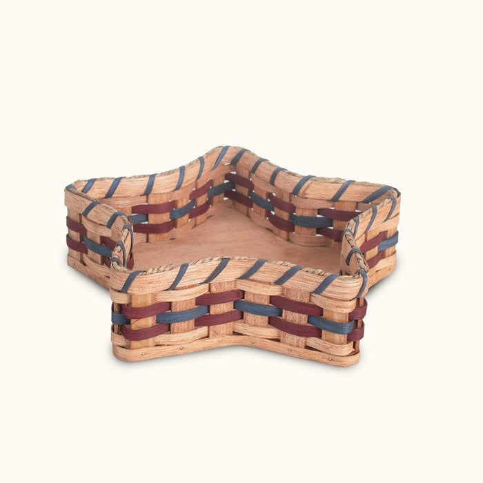 Star Shaped Wicker Basket | Amish Holiday & Napkin Storage Basket Wine & Blue