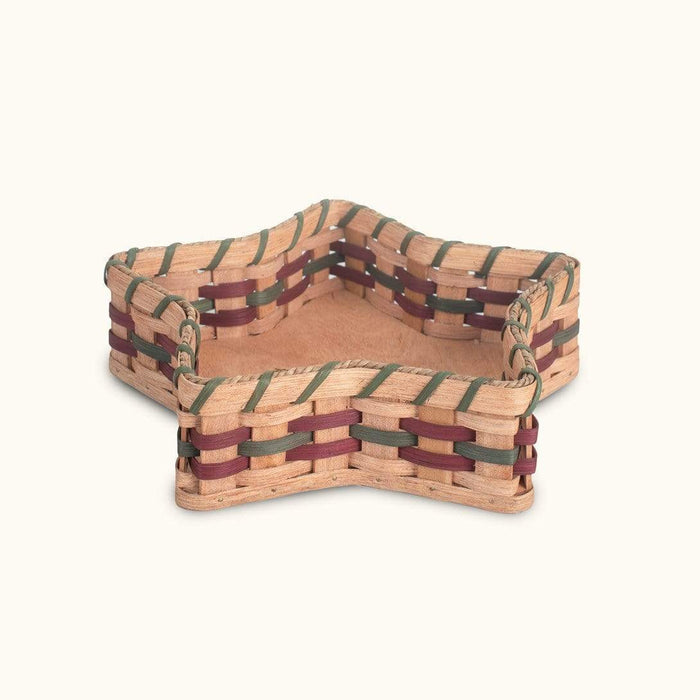Star Shaped Wicker Basket | Amish Holiday & Napkin Storage Basket Wine & Green