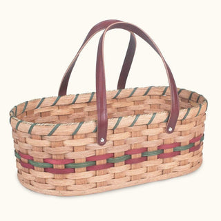 Knitting & Crochet Caddy | Vintage Amish Wicker Yarn Basket Wine & Green