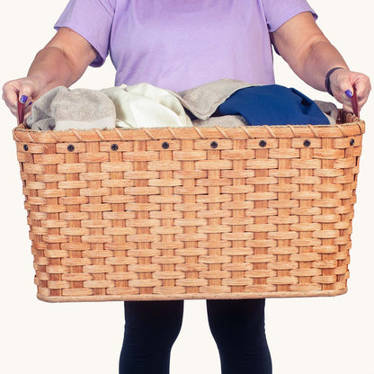 2 Bushel Laundry Basket | Huge Amish Wicker Storage Hamper Plain
