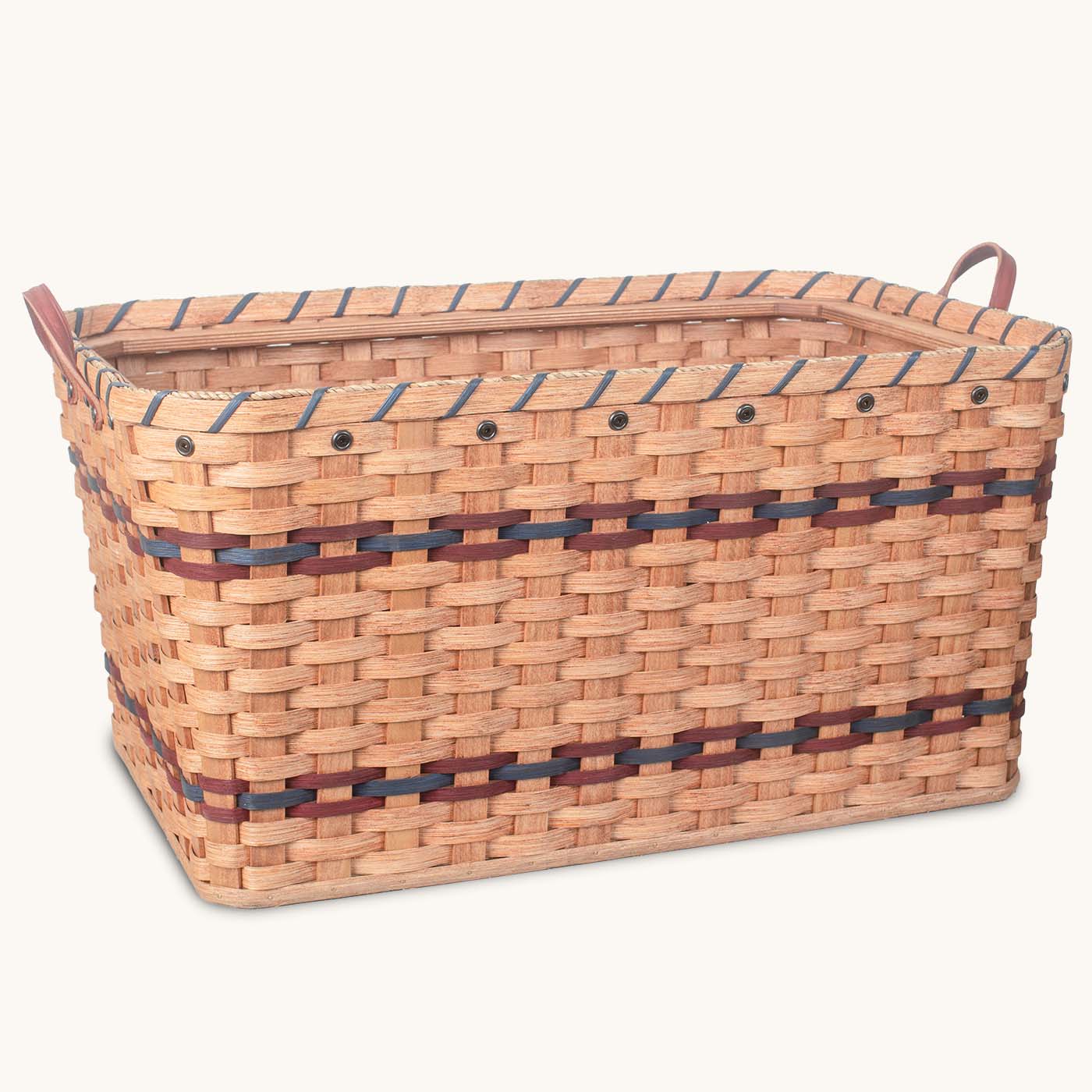 2 Bushel Laundry Basket | Huge Amish Wicker Storage Hamper Wine & Blue