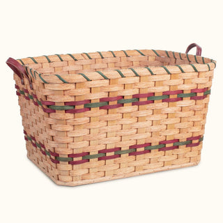 Extra Large Woven Laundry Basket | Vintage Retro Amish Wicker Wine & Green