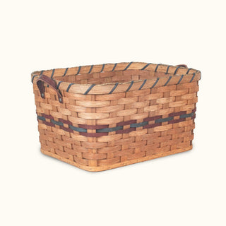 Medium Wicker Laundry Basket - Amish Handmade (Liner Optional) Wine & Blue