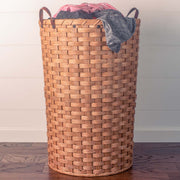 Wicker Hamper | Extra-Large Round Woven Laundry Basket w/Lid Plain
