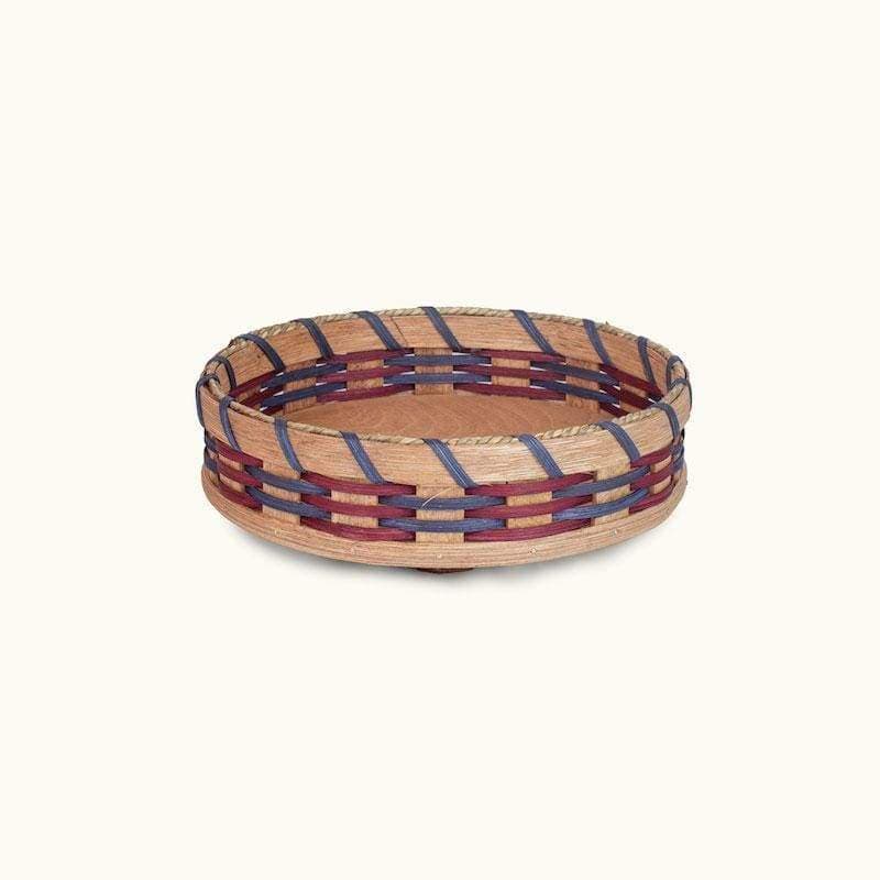 Amish Made 10 Inch Tabletop Lazy Susan Basket Wine & Blue