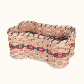 Bone Shaped Dog Toy Basket (Medium) | Rustic Amish Wicker Storage Wine & Green