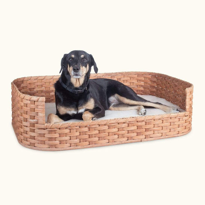 Large Wicker Basket Dog Bed | Amish Handmade Woven Wood Plain
