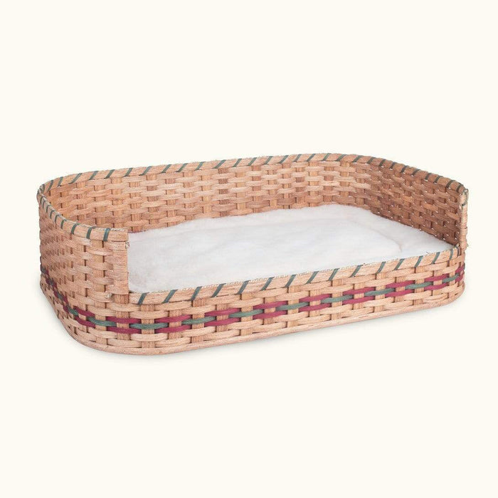 Large Wicker Basket Dog Bed | Amish Handmade Woven Wood Wine & Green