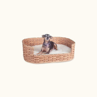 Small Wicker Pet Bed Basket | Amish Handmade Woven Wood Plain