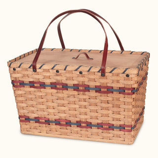 Extra-Large Picnic Basket | Oversized Amish Woven Wicker Wine & Blue