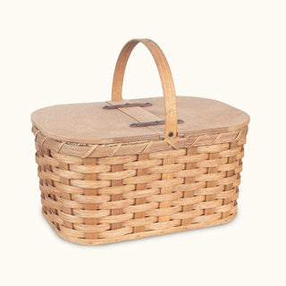 Medium Wicker Picnic Basket | Classic Amish Woven Wood w/Lid