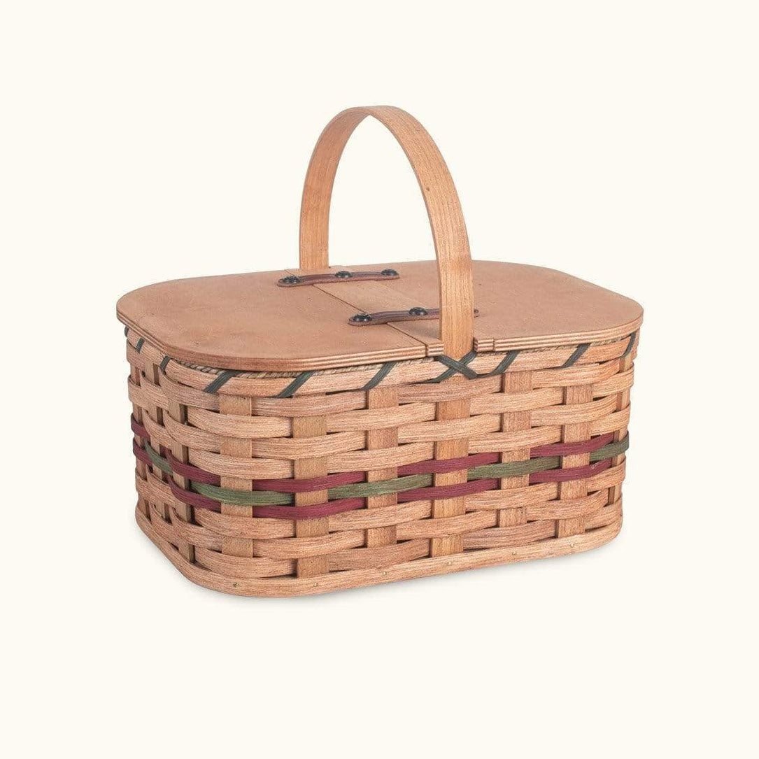 Small Vintage Picnic Basket Amish Woven Wooden Basket w/Lid — Amish Baskets